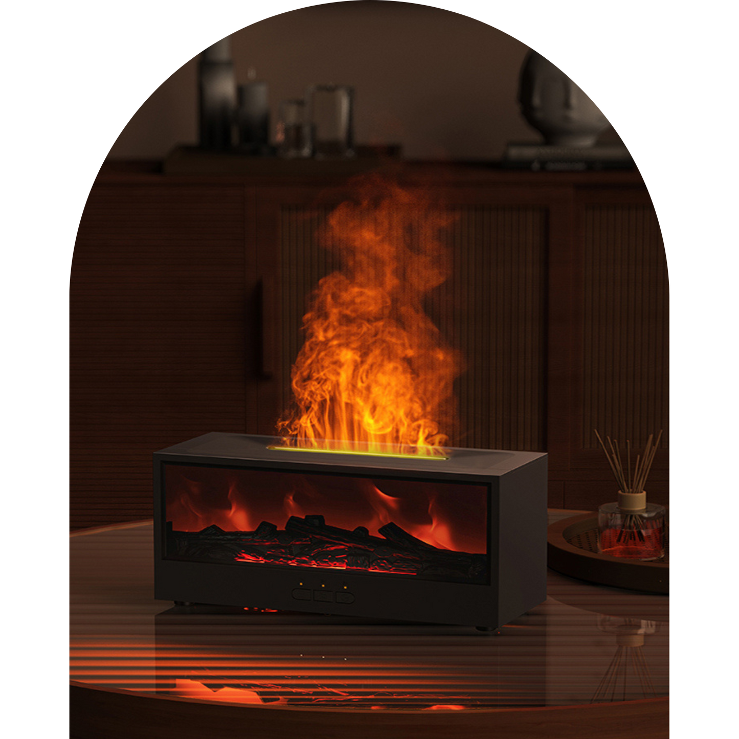 Cozy Flame Diffuser with realistic 3D flame effect in home setting